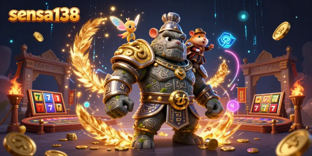 Experience thrilling gameplay at sensa138 with vibrant casino characters and action-packed elements.