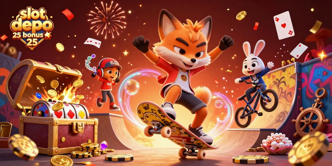 Menangkan slot depo 25 bonus 25 dengan karakter kartun 3D yang penuh warna dan elemen kasino yang dinamis.
