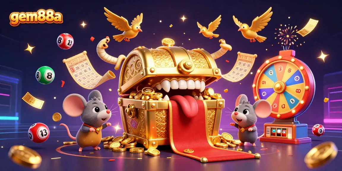 Experience the excitement of gem88a with a vibrant 3D illustration of animated characters in a dynamic gambling scene.