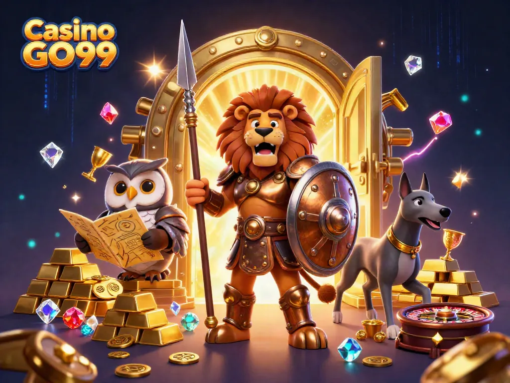 Experience the thrill of Casino GO99 with captivating 3D characters and vibrant gambling elements.