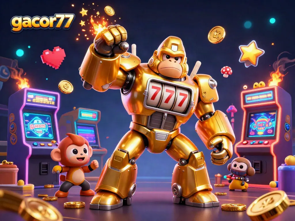 Rasakan keseruan gacor77 saat bermain mesin slot dengan mekanik gorila emas yang memukau