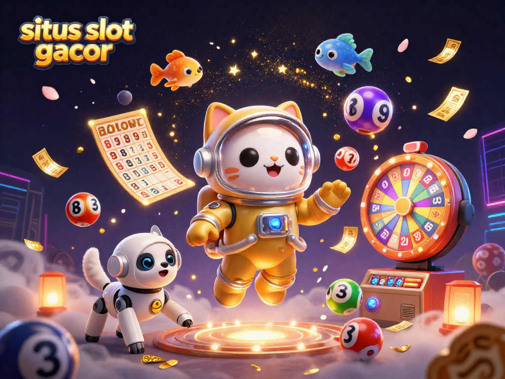 Engage with situs slot gacor as a 3D space astronaut cat and a robotic dog celebrate in a vibrant gambling nebula.