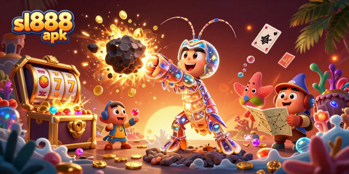 Engage with the sl888 apk as vibrant golden gems explode in an immersive casino underworld.