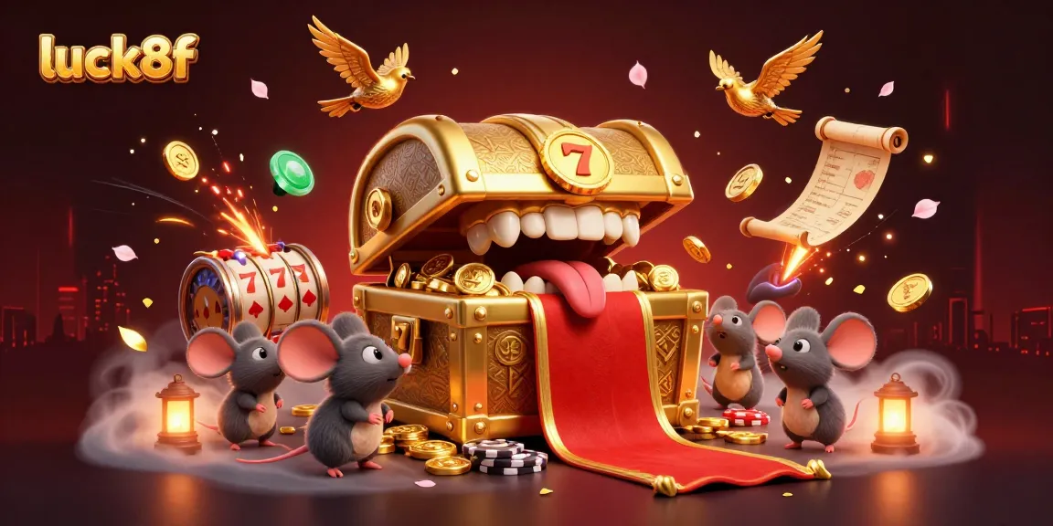 Experience thrilling wins with luck8f in this vibrant casino-themed illustration, showcasing dynamic gaming elements.