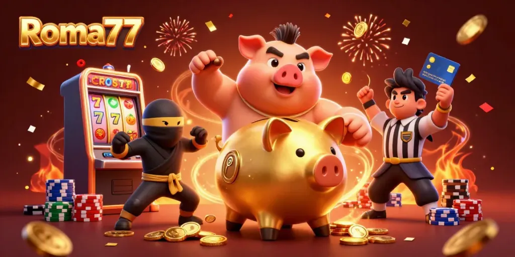 Experience the excitement of Roma77's slot games with vibrant themes and action-packed characters!