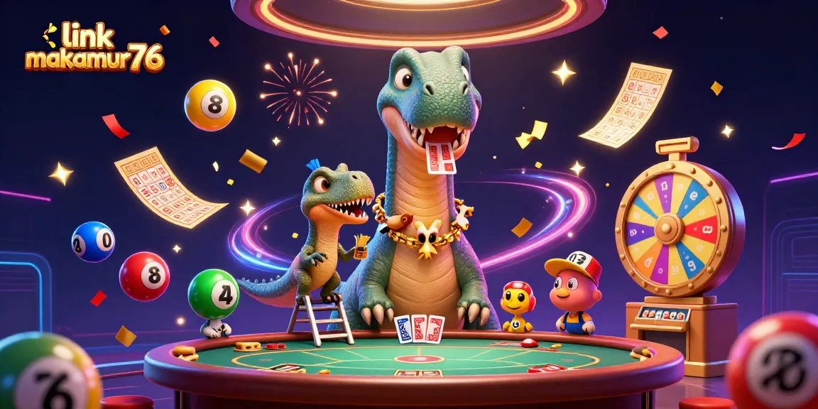 Experience thrilling fun at link makmur76 with colorful lottery balls and vibrant casino elements.