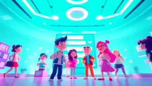 Engaging chat interface of CrushOn AI showcasing vibrant animated characters.