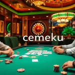 Cemeku poker players engaged in an intense game at a luxurious casino table, showcasing winning strategies.