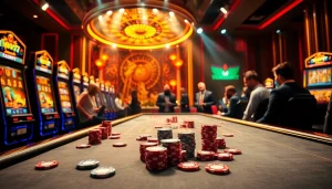 Experience the thrill of the Na777 slot game in a vibrant casino scene.