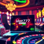 Experience the thrill of online gambling with the slot777 login interface displayed on a stylish laptop.