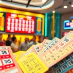 Xổ số hôm nay live results display with excited audience and colorful tickets.