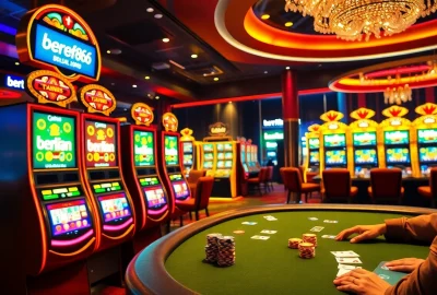 Berlian888 slot machines and vibrant casino scene enticing players to win.